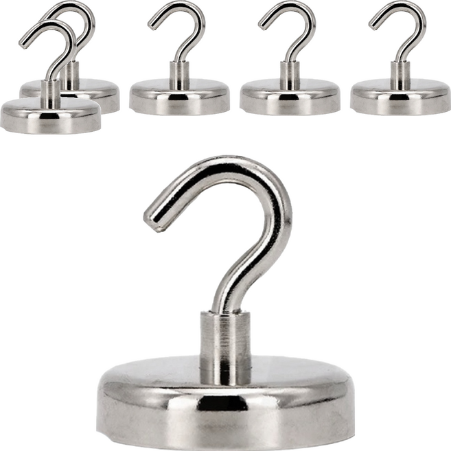 FANCY LIFE 超強力磁鐵掛勾 3.6cm, 不鏽鋼銀色, 6個