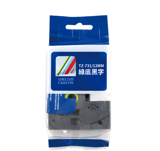 TZeTAPE 標準黏性護貝標籤帶 TZE-731, 綠底黑字, 8m, 1個