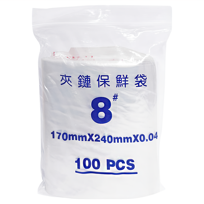 MIKA HOUSE 橘之屋 夾鏈袋, 8號 170 x 240 x 0.04mm, 100個, 1包