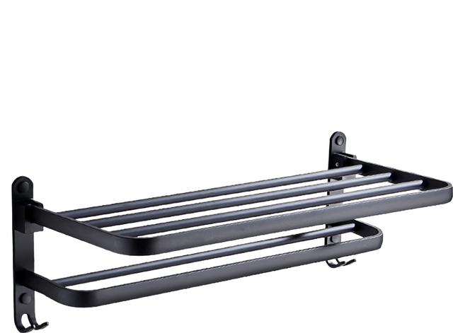 毛巾架 折疊架, 黑色, 1個