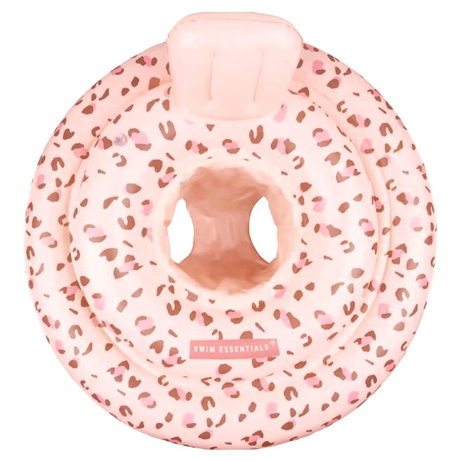 Swim Essentials 荷蘭嬰幼兒充氣坐式泳圈 0-1歲 復古粉小花豹, 1個
