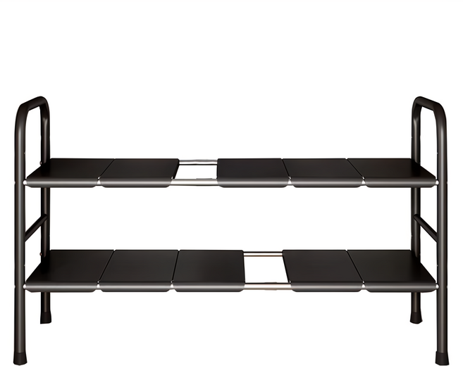 下水槽置物架 廚房收納架 B款 平板雙層8板 黑色, 1組