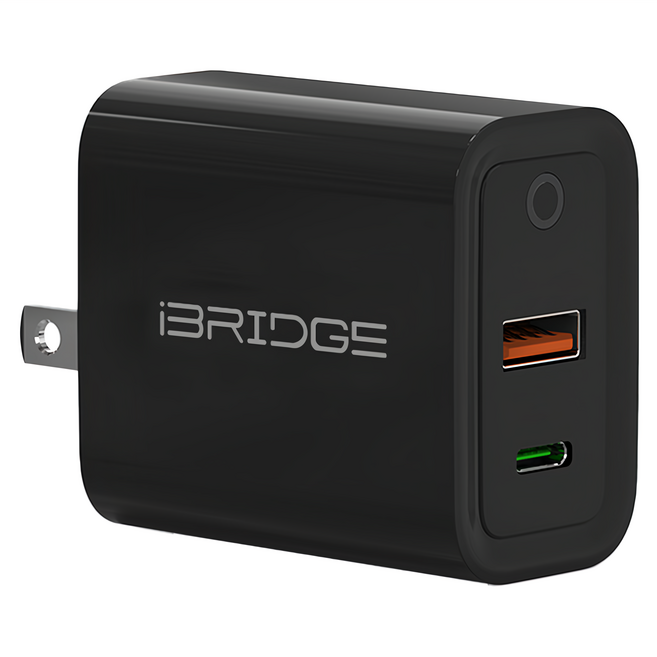 iBRIDGE PD20W 雙孔快速充電器 IBC007, 黑色, 1個