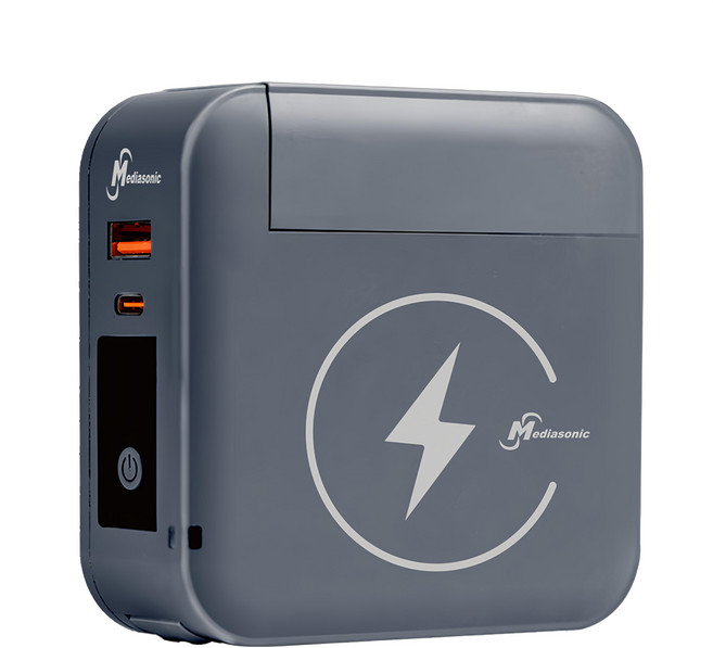 Mediasonic 萬磁王 無線快充行動電源 10000mAh, glx4-awc1w, 太空灰