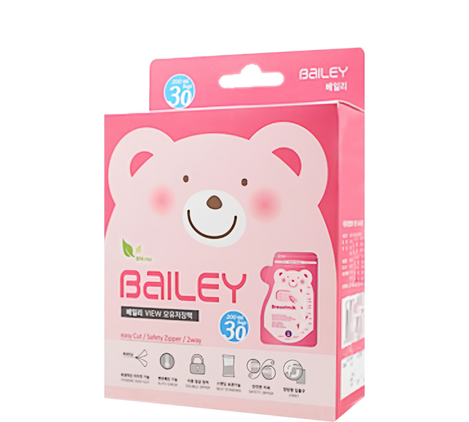 BaILEY 感溫母乳儲存袋 壺嘴型 200ml, 30入, 1盒