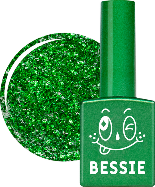 BESSIE 亮片系列 美甲凝膠, GL10 舞動綠, 11ml, 1瓶