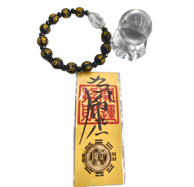 六字真言手鍊, 紫水晶 + 黑瑪瑙, 1組