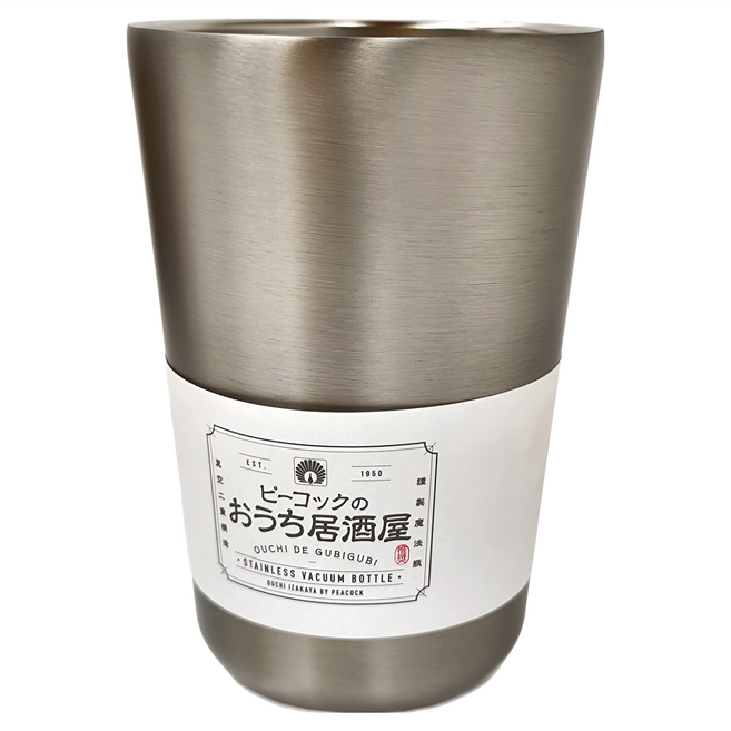 Peacock 日本孔雀 不鏽鋼真空燒酎酒杯 500ml 保冷保溫杯, 原剛色, 1個