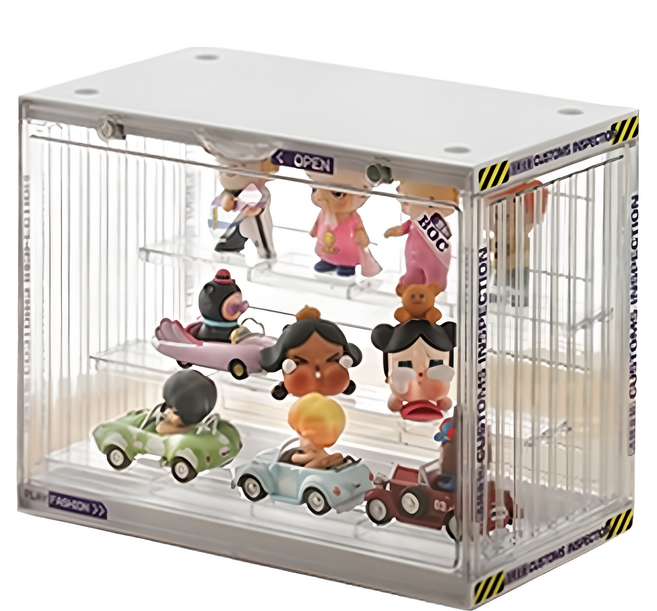 潮玩壓克力公仔展示盒 透明白, 1個