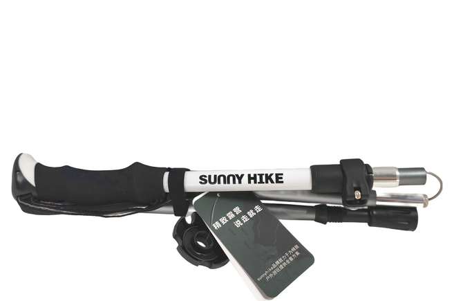 MICHAEL FITNESS 麥克健身 鋁合金五折疊登山杖, 雪山白, 1個