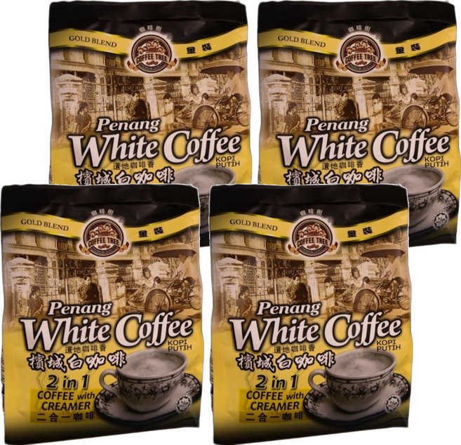 COFFEE TREE 咖啡樹 金裝檳城白咖啡 三合一 經典原味, 40g, 15包, 4袋