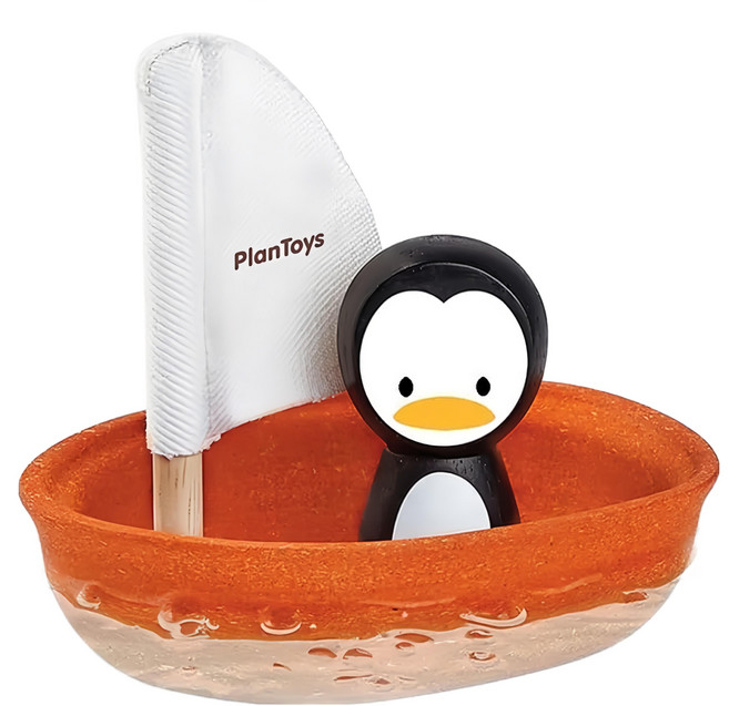 PLAN TOYS 木作水玩具, 企鵝帆船 多色, 1個