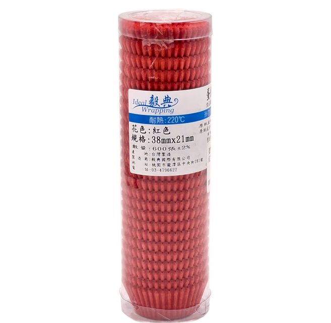 Ideal Wrapping 毅典 蛋糕烘焙杯600入 38 x 21mm, 紅色, 1罐