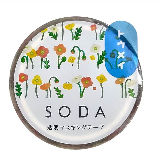 KING JIM HITOTOKI SODA 透明PET卷狀膠帶 10mm x 4m, 罌粟花, 1個