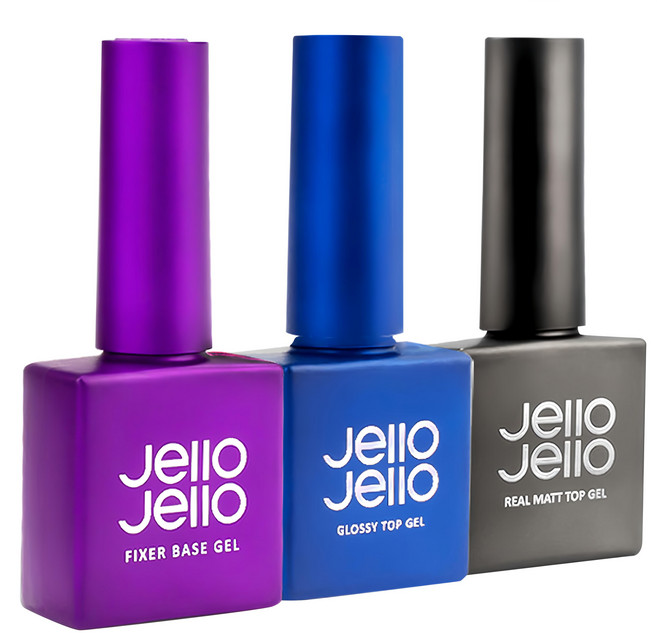Jello Jello 底層+表層凝膠3件組, 底層底膠 + 免擦拭表層膠 + 霧面表層膠, 1組