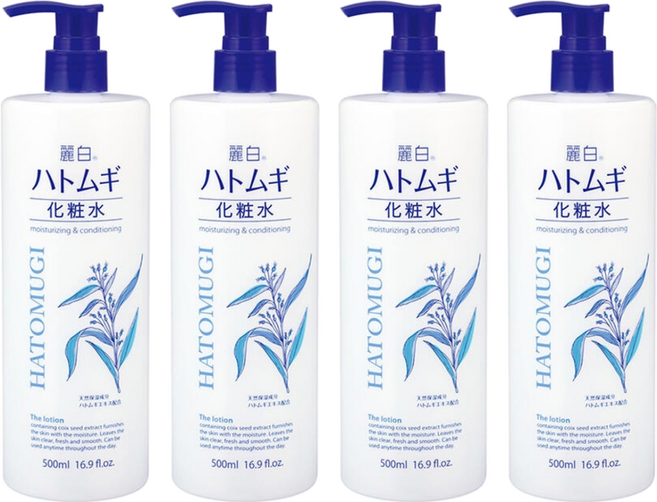 KUMANO 熊野油脂 麗白 薏仁潤膚化粧水 500mL 天然保濕成分, 4瓶