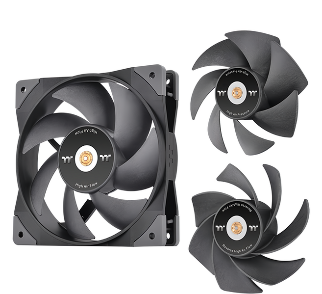 thermaltake 曜越 SWAFAN GT12 散熱器 內附三種扇葉 正轉高風壓 + 正轉高風量 + 反轉高風量, CL-F155-PL12BL-A, 黑色, 1個