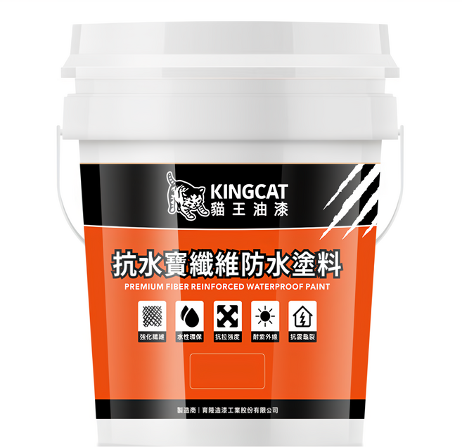 KINGCAT 貓王油漆 抗水寶纖維防水漆 H1-524, 百合白, 18.92L, 1桶