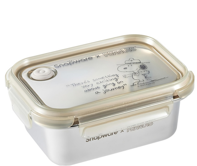 Corelle Brands 康寧餐具 Snapware SNOOPY 復刻黑白 不鏽鋼保鮮盒 820ml, 容器 + 蓋子, 1個
