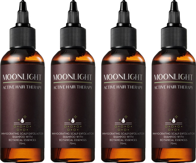 MOONLIGHT 莯光 進階版 草本頭皮淨化液 70ml 草本精華、溫和淨化、深層清潔, 4瓶