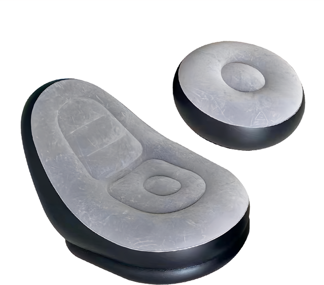 ANTIAN 可折疊收納植絨懶人充氣沙發2件組, 灰色