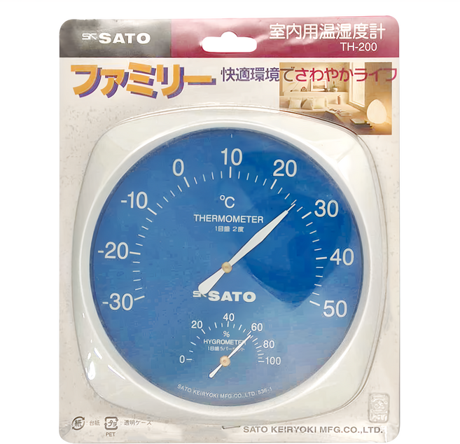 SK SATO 佐藤計量器 溫濕度計 壁掛式 180 x 180 x 35mm, 白色, 1個