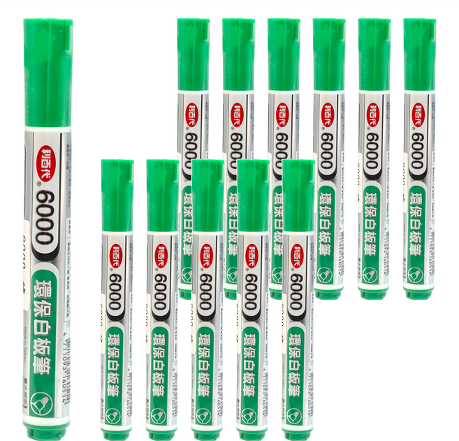 LIBERTY 利百代 6000-G 環保白板筆 圓尖 2mm, 綠色, 12支