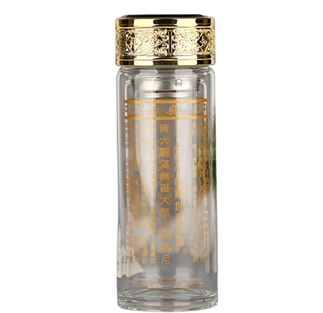 心經茶水分離杯, 金色 + 透明, 300ml, 1個