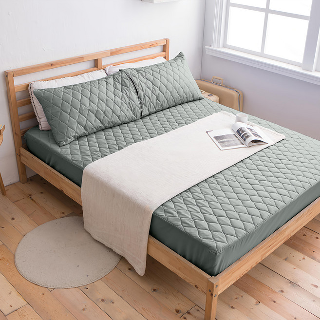 J-bedtime 床寢時光 防潑水鋪棉床包式保潔墊 XP1141M, 灰藍色