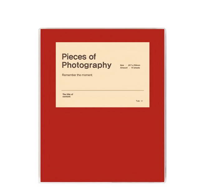 mungubaekseo 黏貼式相冊 黑色內頁, 深紅色, 25張