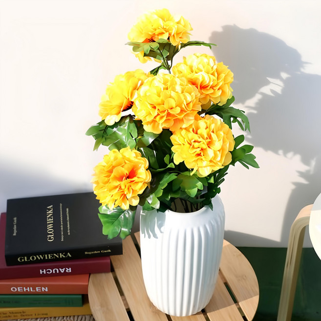 JOART 7朵人造花花束, 黃色, 1個