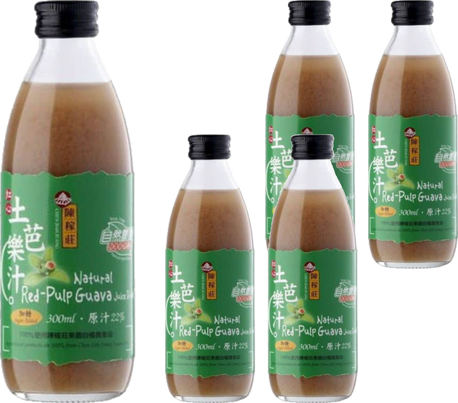 陳稼莊 即飲紅心土芭樂汁 加糖, 300ml, 5瓶