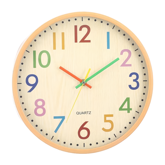 璞澤家居 彩色電波時鐘 簡約輕奢設計 美觀耐用 立體刻度, 1個