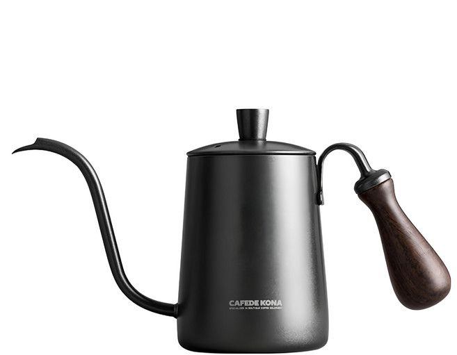 CAFEDE KONA 木柄細口壺 黑色, 600ml, 1個, 壺身 + 壺蓋