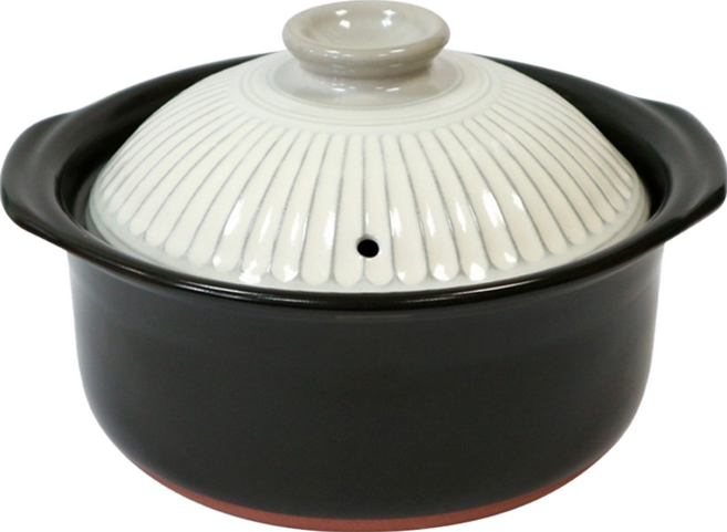GINPO 銀峯 陶器 萬古燒菊花炊飯鍋 粉引 5合 3-5人用 白色 2.6L, 1個, 25.5cm