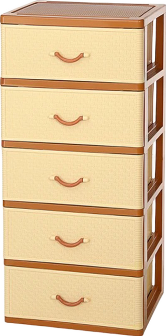 KEYWAY 聯府 特大佐藤櫃 附輪 JL-850 540 x 475 x 1202mm 172.5L, 米色 + 棕色, 5層