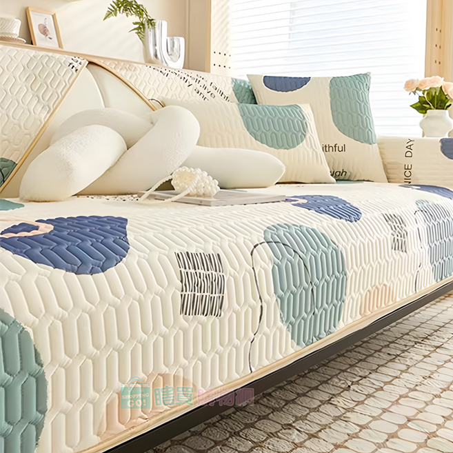 Mega 花縵清新夏季冰絲沙發墊 3人座