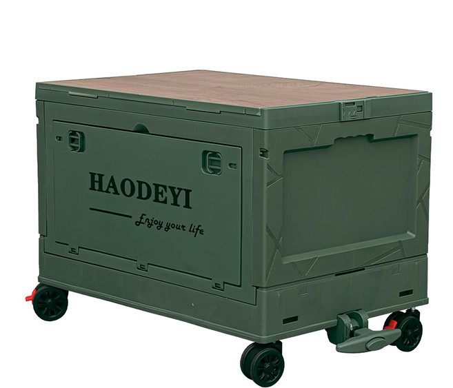 dayneeds 日需百備 多功能摺疊收納箱 單蓋拖車款 50L, 軍綠色, 1個