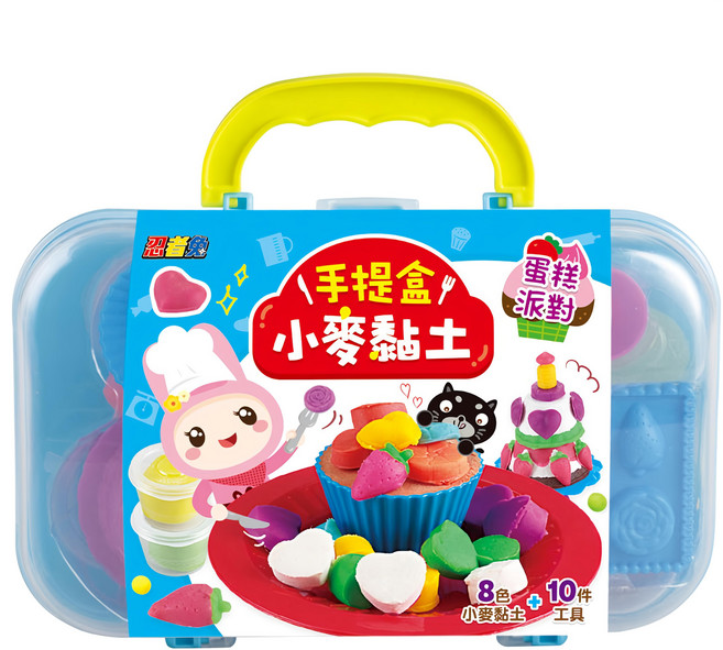 幼福 忍者兔 手提盒小麥黏, 蛋糕派對 顏色隨機, 298g, 1組