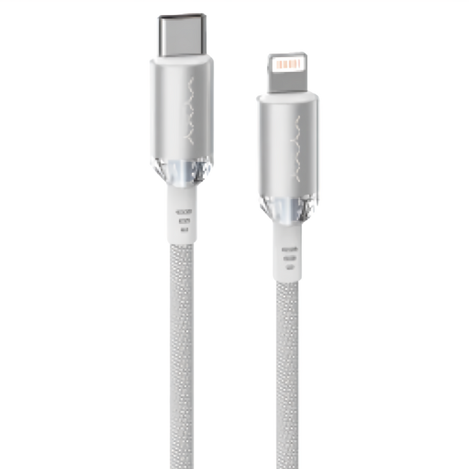 VYVYLABS 水晶系列 TC to IP 快充數據線 30W 鋁合金+尼龍編織 480Mbps 傳輸速率, 1m, 白色, 1個