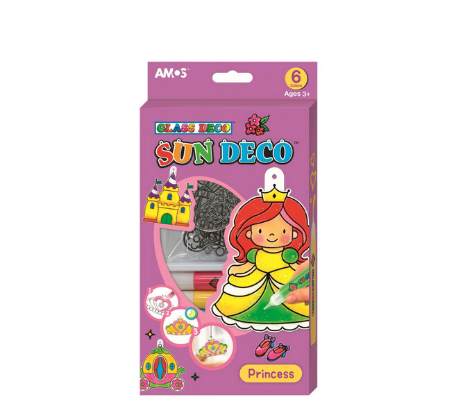 AMOS 阿摩司 6色吊飾DIY玻璃彩繪膠組, 公主, 1盒