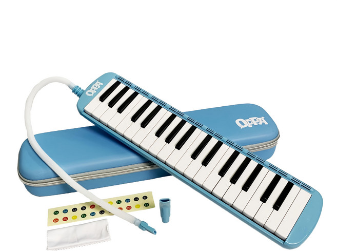 OPPA 奧福樂器 口風琴37鍵 附防撞外殼 + 長短吹管 + 鍵盤貼紙 + 擦拭布 FUN-37 國小適用, 1組, 藍色