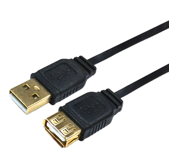 i-gota 愛購它 USB 2.0 A公-A母 顯示器電纜線 扁線 鍍金頭 FUSB-AAPS02 黑色, 2m, 1條