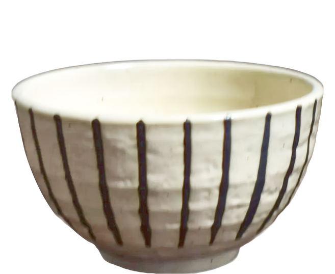 十草4井-日本製陶瓷碗 - 12.5cm寬 7.5cm高 480mL容量, 白茶繪, 1個