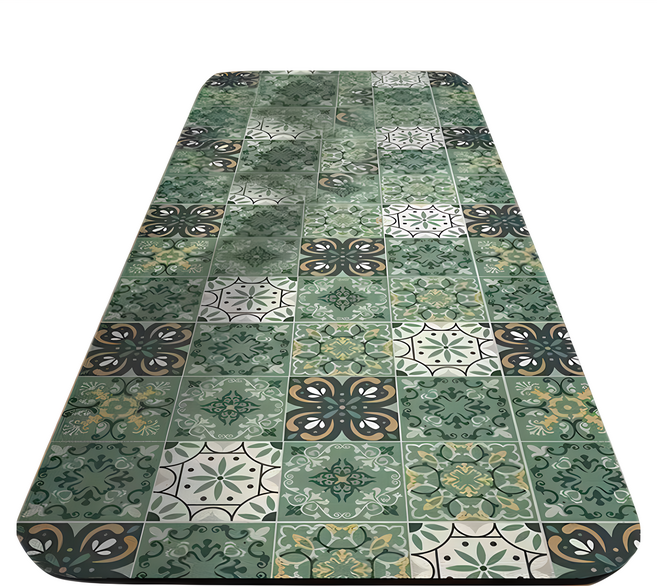 德利生活 廚房清新吸水軟地墊, 綠色 A款, 1件