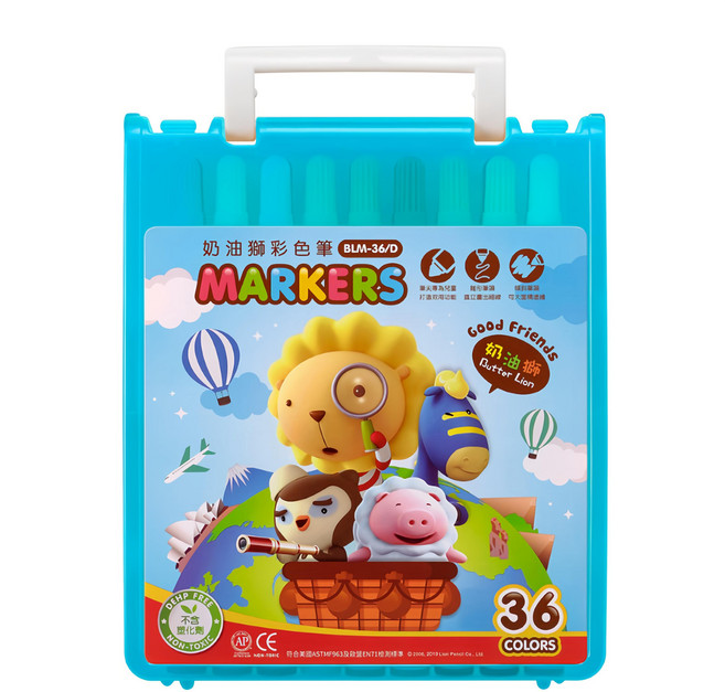 SIMBALION 雄獅 BLM 透明盒彩色筆 藍, 36色, 1盒