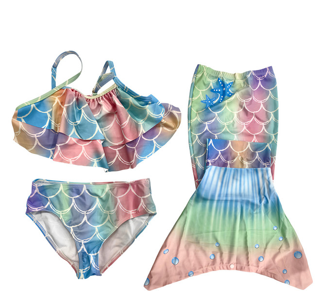 愛北鼻之家 美人魚尾泳衣3件組
