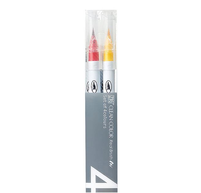 Kuretake 吳竹 彩繪毛筆, 多色, 4支