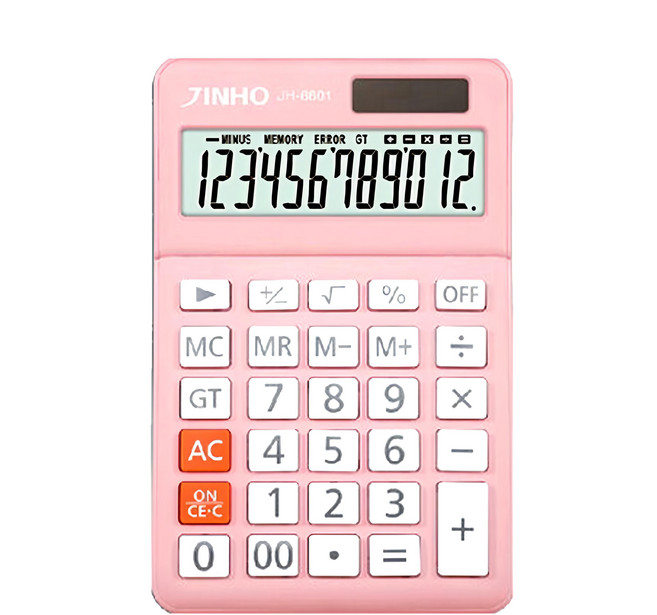 JINHO 京禾 JH-6601 12位元計算機, 粉色, 1個