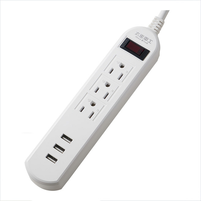 MAX STAR 太星電工 速充寶3.5A 3USB一開三插電腦線 3孔, 1.8m, 1個